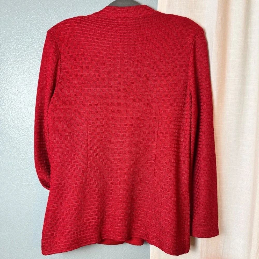Misook Knit Jacket Tank Set Women Medium Red Excellent Button Front Professional